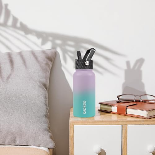 Half Gallon Insulated Stainless Steel Water Bottle with Straw Lid, Black U422465