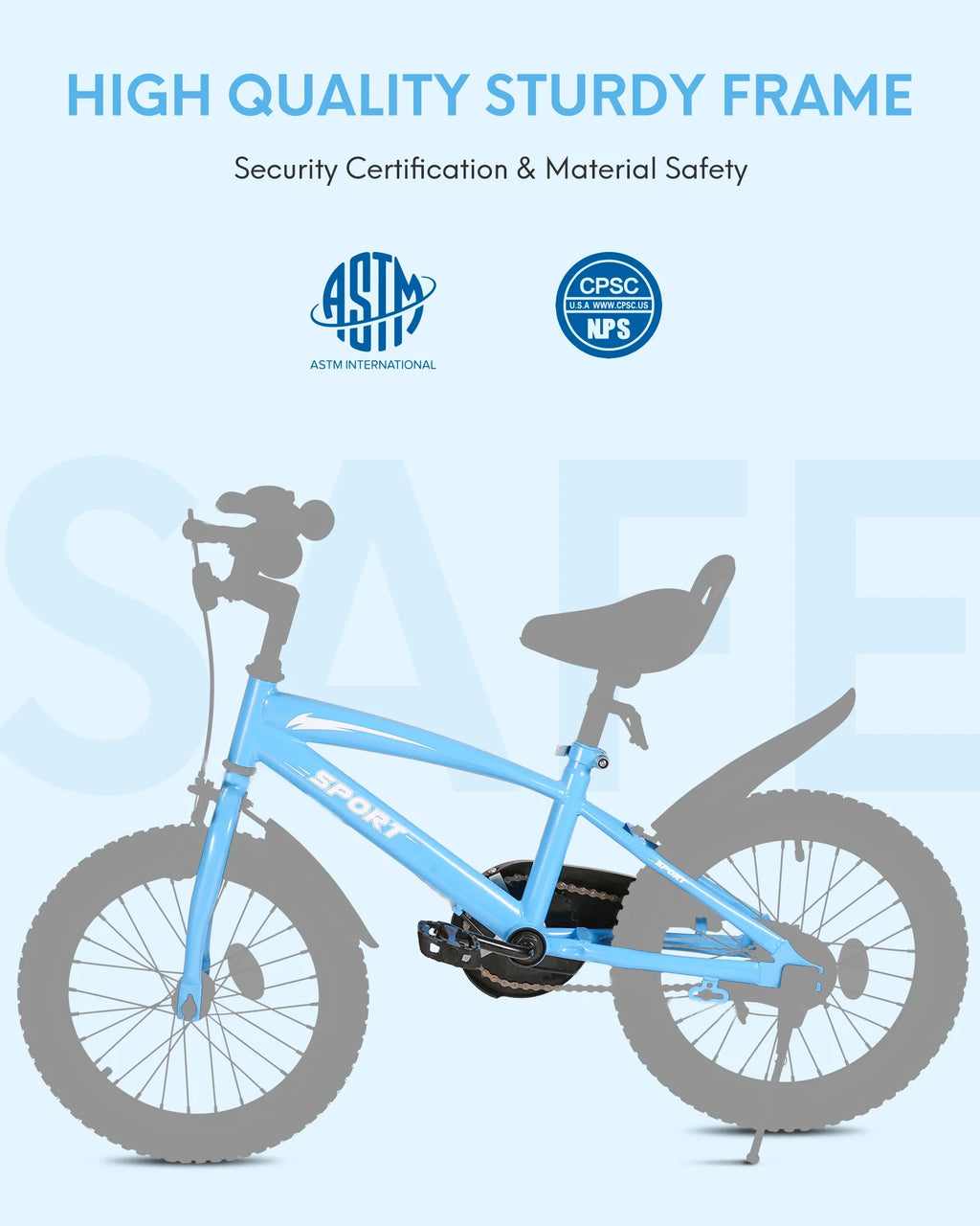 16 Inch Blue Kids Bike with Training Wheels C6035
