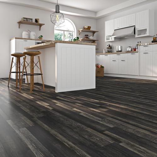 36-Pack 6x36" Black Peel and Stick Waterproof Vinyl Floor Tile M8601
