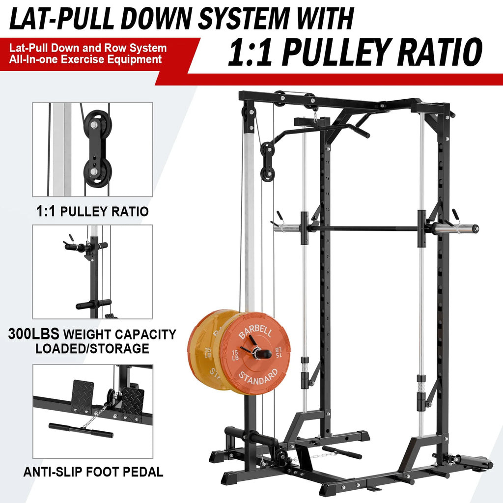 Smith Machine Squat Rack with Lat Pull Down System W64781