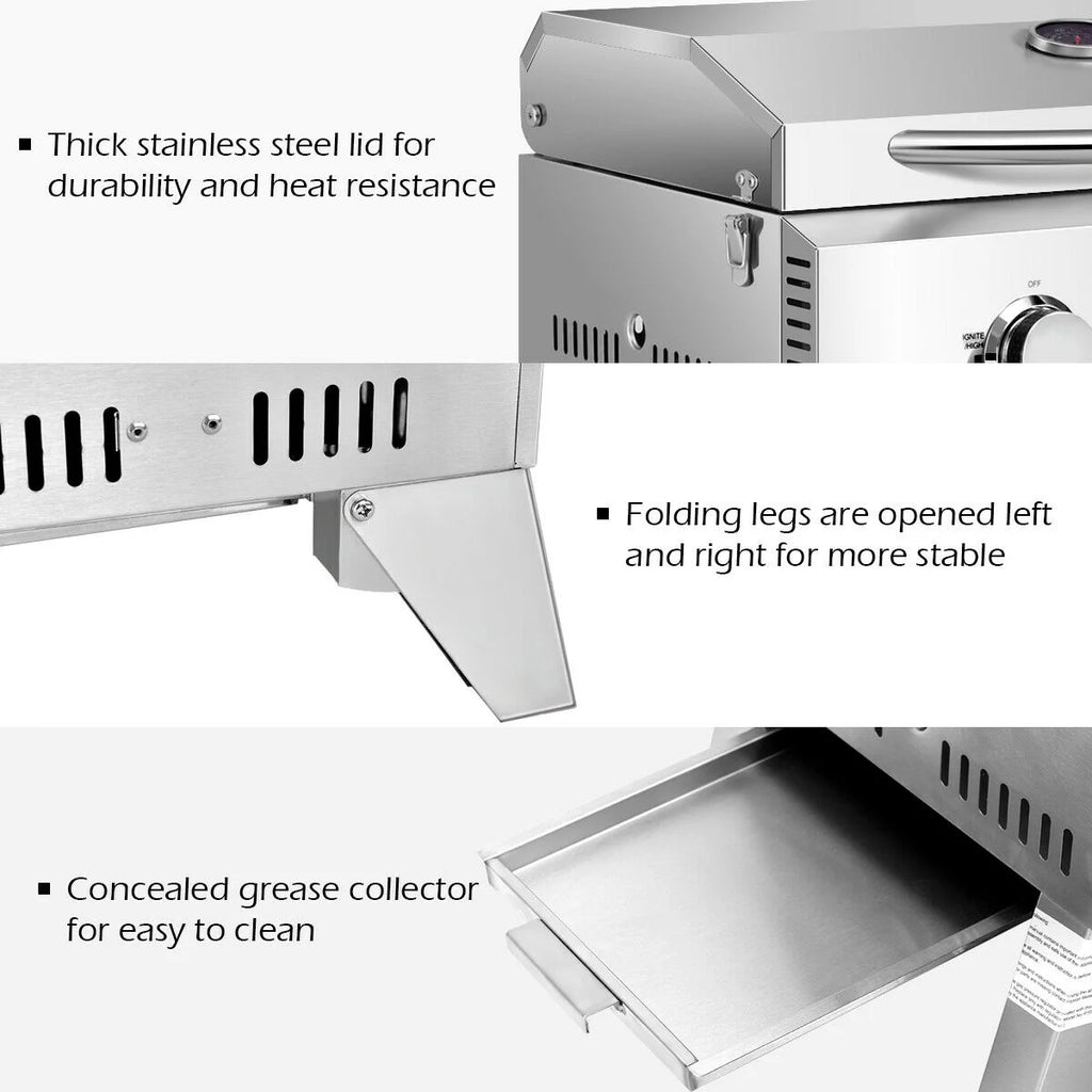 2 Burner Portable Propane Gas Grill Stainless Steel O583