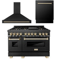 48 In. Dual Fuel Range, Range Hood, Dishwasher in Black Stainless Steel G172444