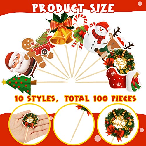 100 Pcs Christmas Cupcake Toppers Q912786