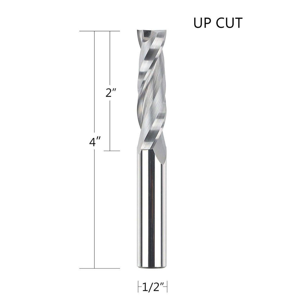 Upcut Spiral Router Bits 1/2 Inch Shank Solid Carbide CNC End Mill Pack of 2 Y610