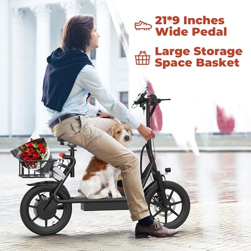 Electric Scooter with Seat, 500W Motor, 14'' Tires, Foldable D67081