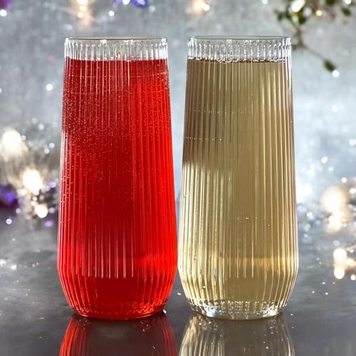 48 Pack 9 Oz Clear Stemless Plastic Champagne Flutes R141