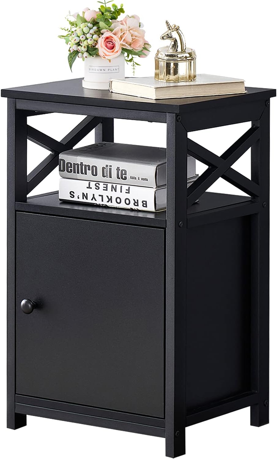 Brown Storage Cabinet and Drawer Nightstand T467