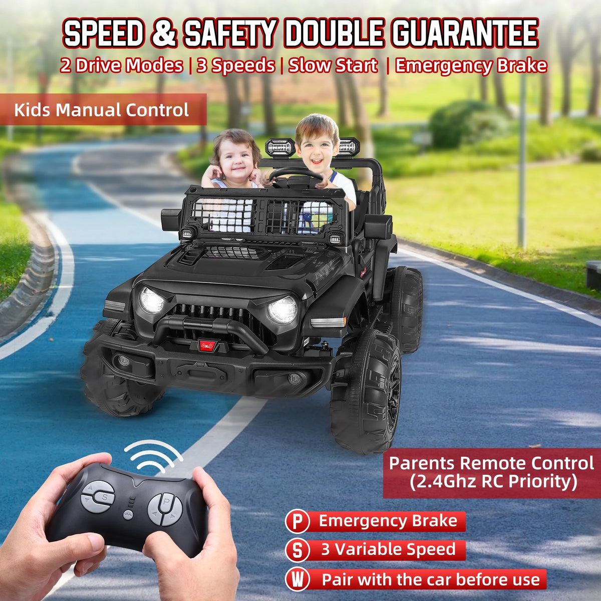 24V 2 Seater Kids Ride on Truck with Remote Control W9478