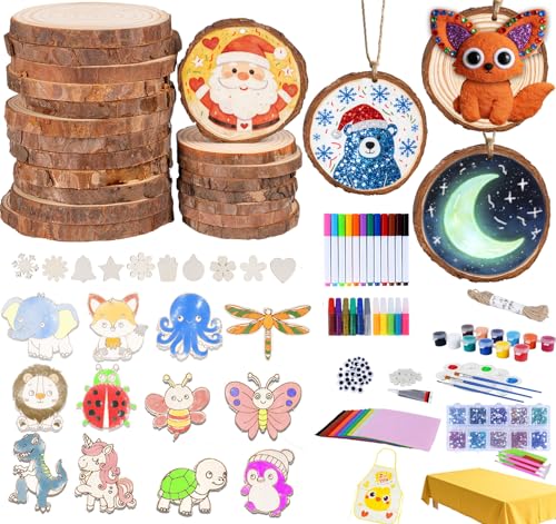 Unfinished Wooden Ornaments 30 Pcs N444458
