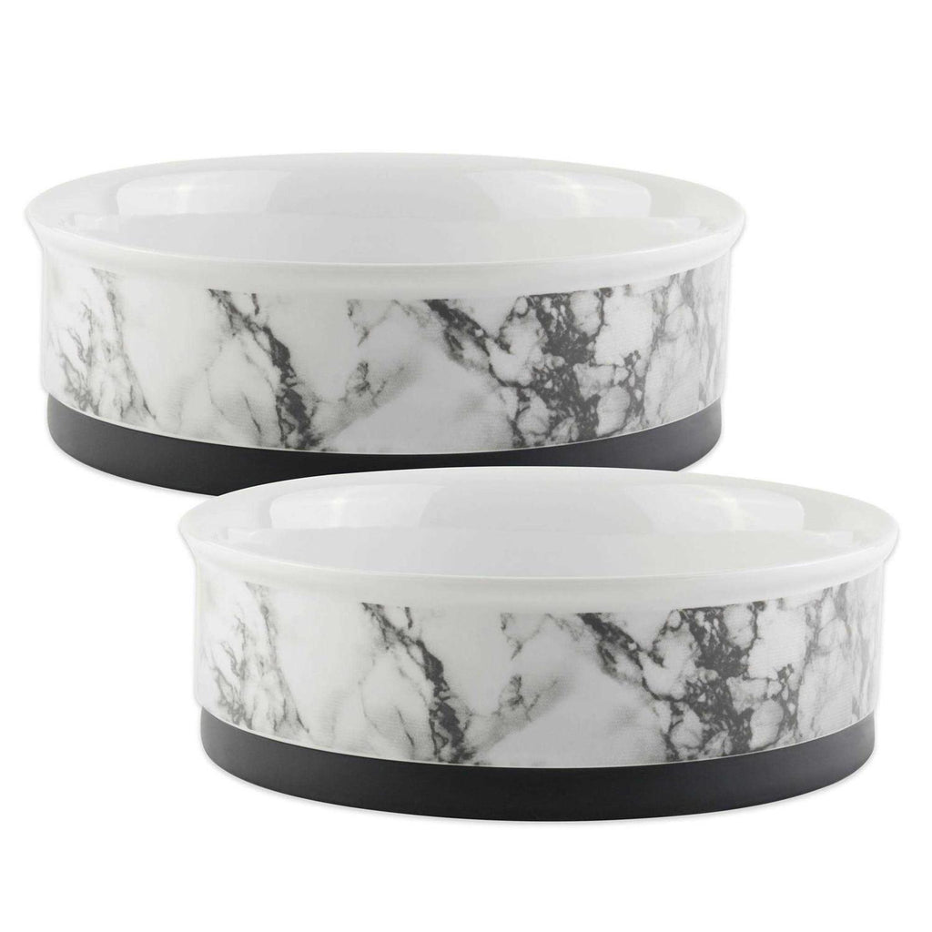 White Marble Pet Bowl Set of 2 E5289
