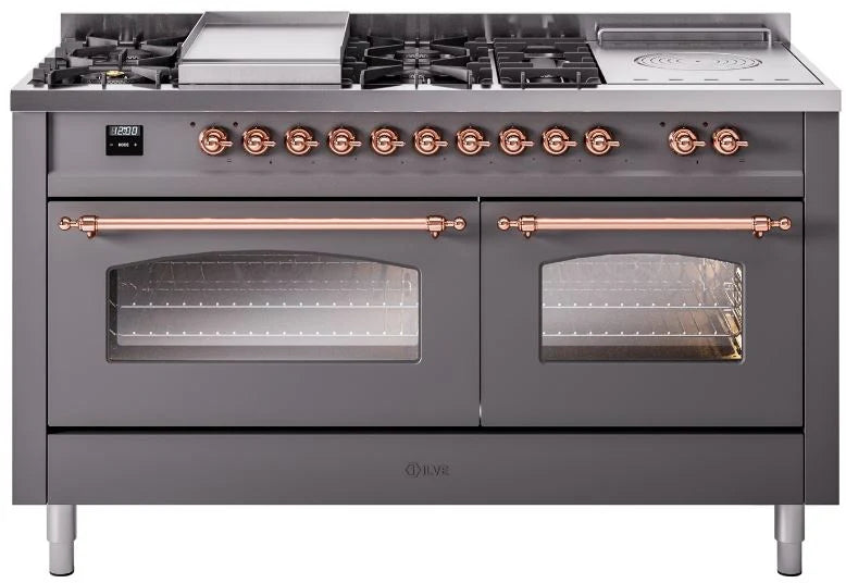 60 Dual Fuel Natural Gas Range Matte Graphite Copper Trim X6933