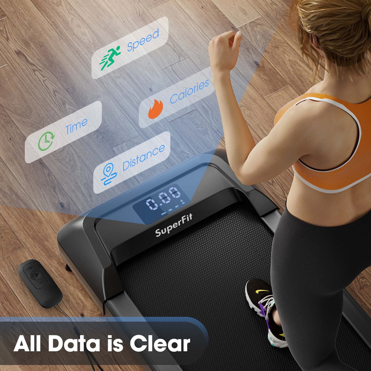 0.6-3.8MPH Walking Pad Under Desk Treadmill with Remote Control M6539
