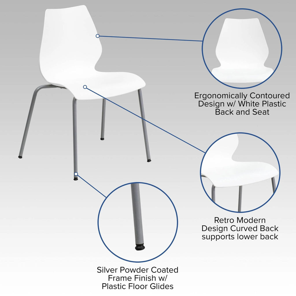 White Stack Chair with Lumbar Support R474