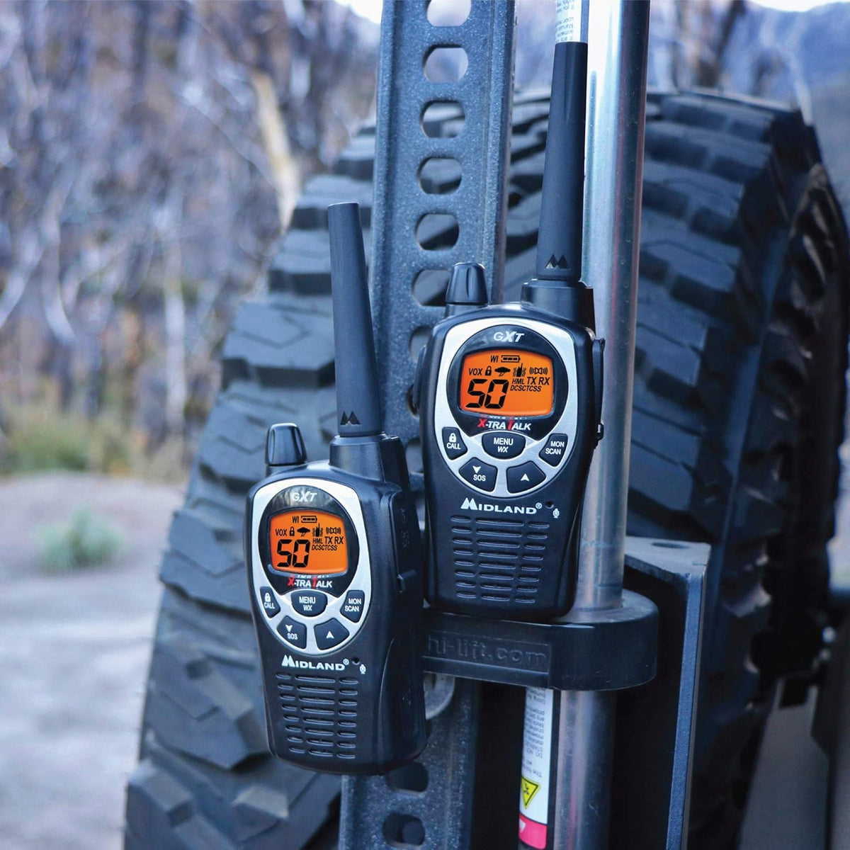 GMRS Two Way Radio with NOAA Weather Scan, 50 Channels, Black/Silver, 10 Radios L230