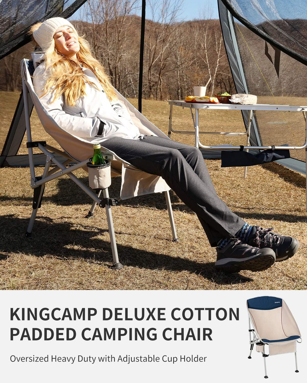 Folding Camping Chair with Cup Holder & Carry Bag Z926395