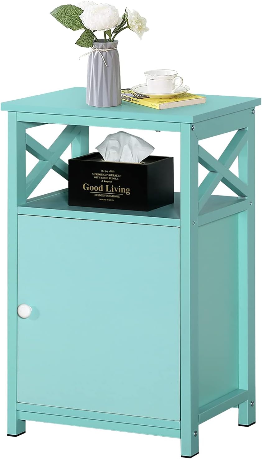 Brown Storage Cabinet and Drawer Nightstand T467