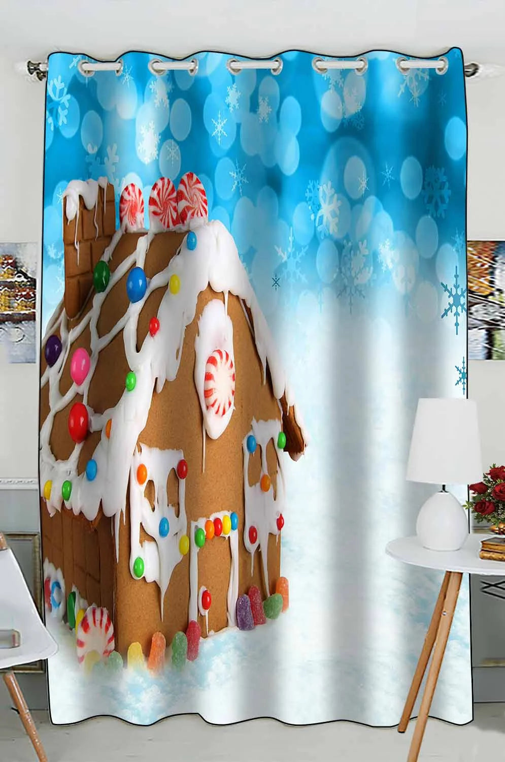 Gingerbread House Christmas Curtain 52x84 inch Q711