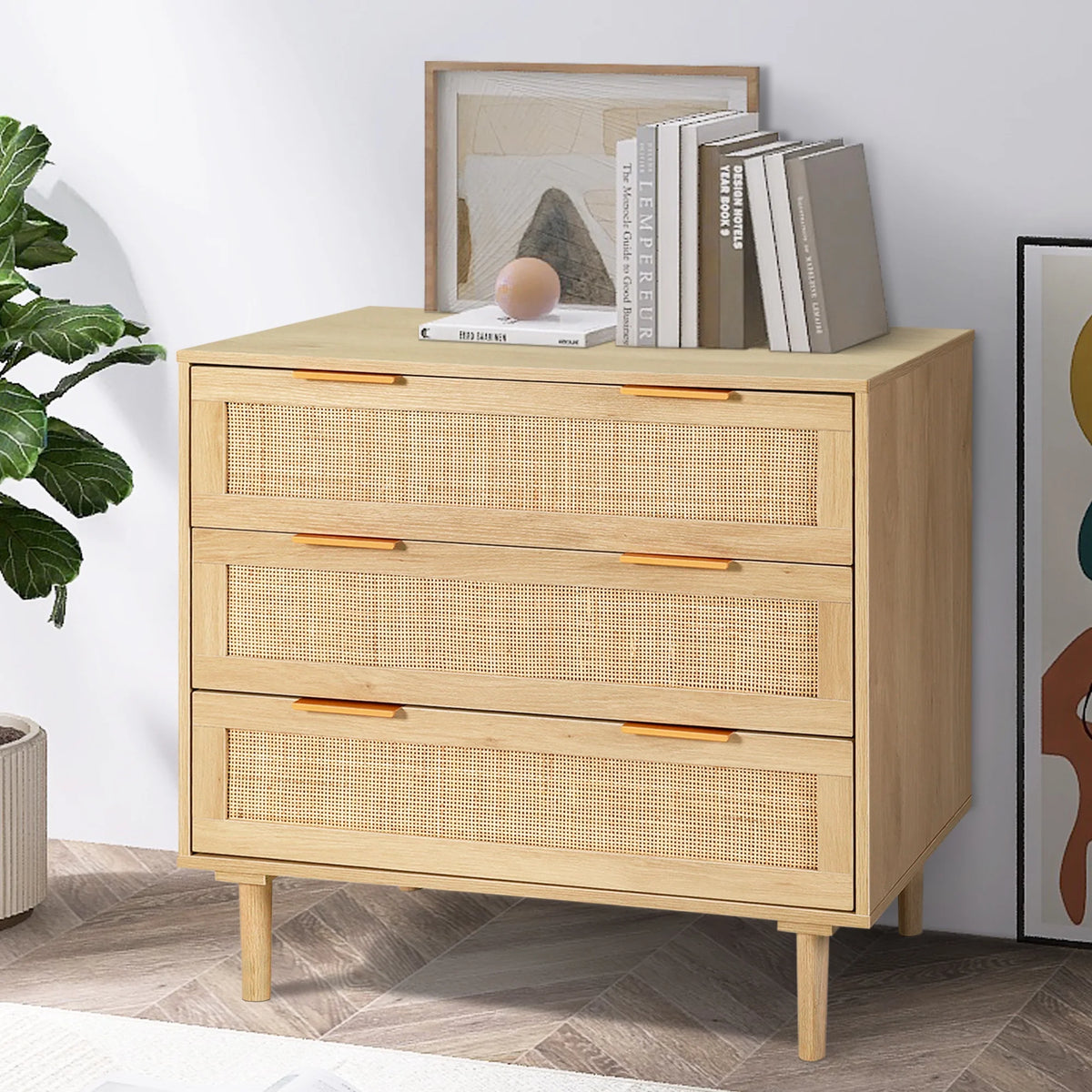 3 Drawer Rattan Wooden Dresser G630331