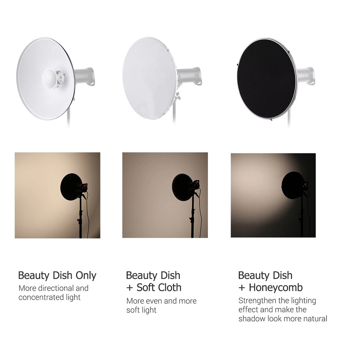 22 Inch Beauty Dish Reflector Diffuser with Honeycomb Soft Cloth L866615