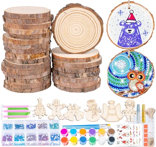 Unfinished Wooden Ornaments 30 Pcs N444458