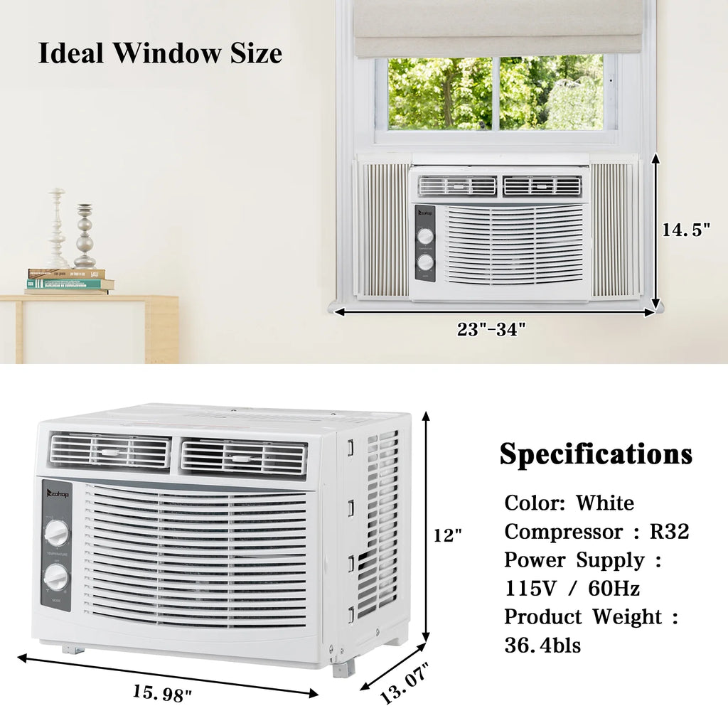 5000 BTU 115V Window-Mounted Compact Air Conditioner, White Z69490