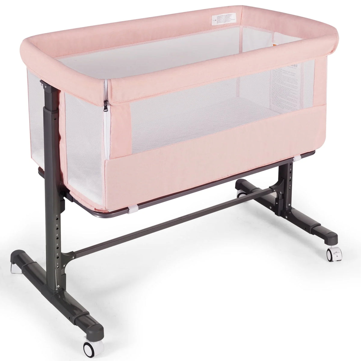 Baby Bassinet with Wheels Adjustable Bedside Sleeper Grey G980485