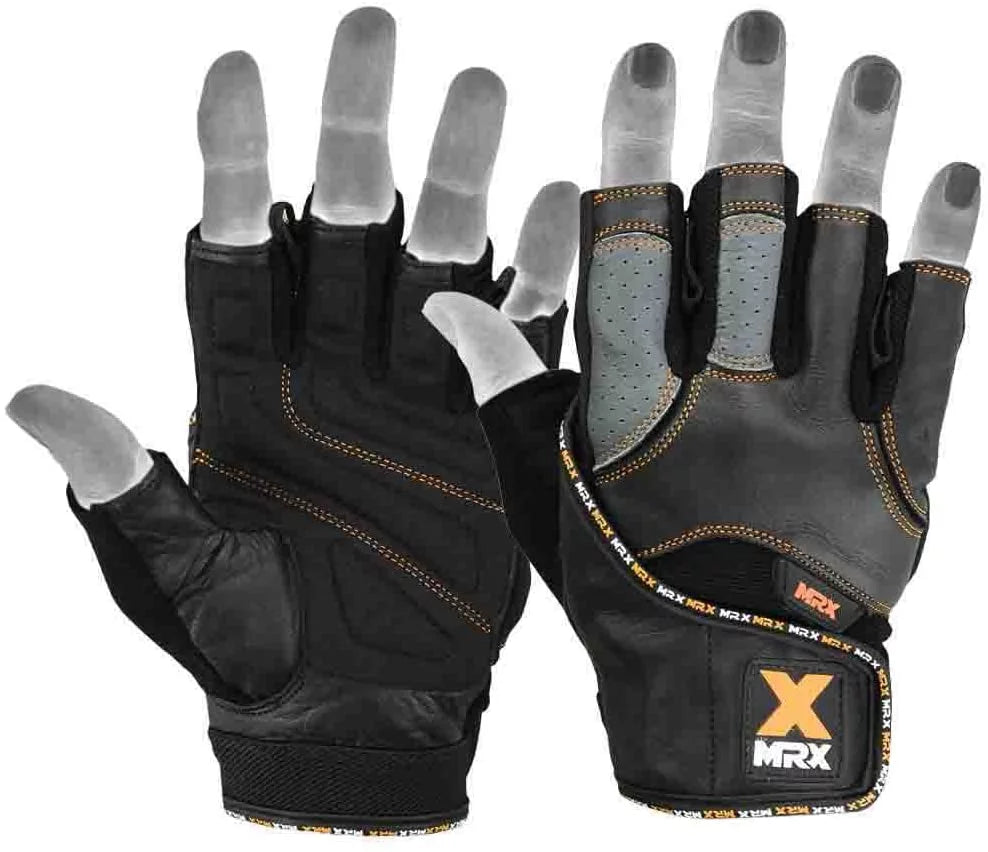 Weight Lifting Gloves Long Wrist Strap Black / Red M D33021