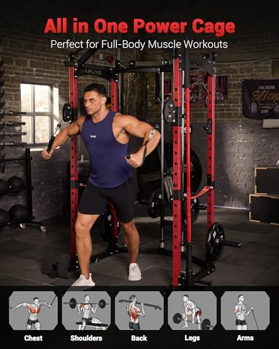 Power Cage with Cable Crossover System 1600LBS Weight Capacity E755589