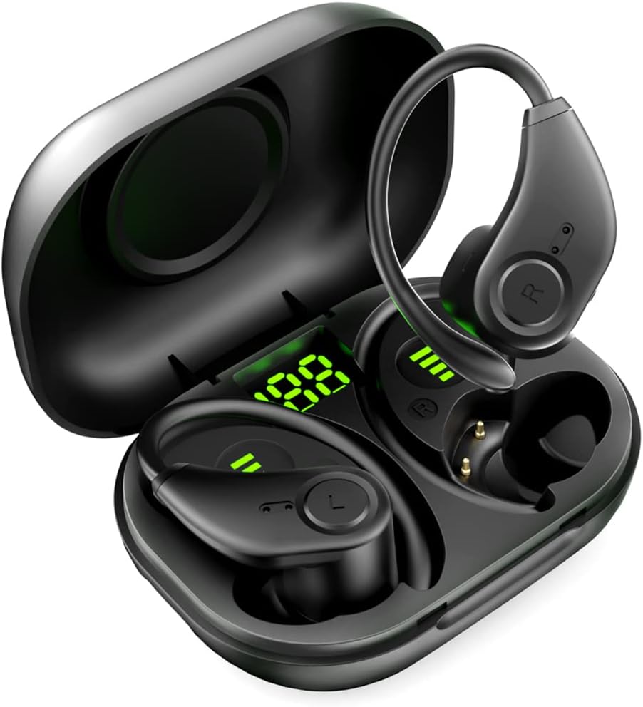 Black Wireless Earbuds with LED Display Charging Case Pack of 2 H349
