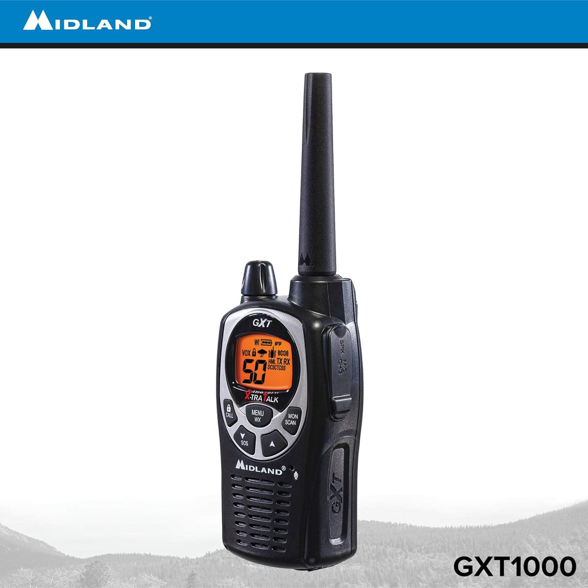 GMRS Two Way Radio with NOAA Weather Scan, 50 Channels, Black/Silver, 10 Radios L230