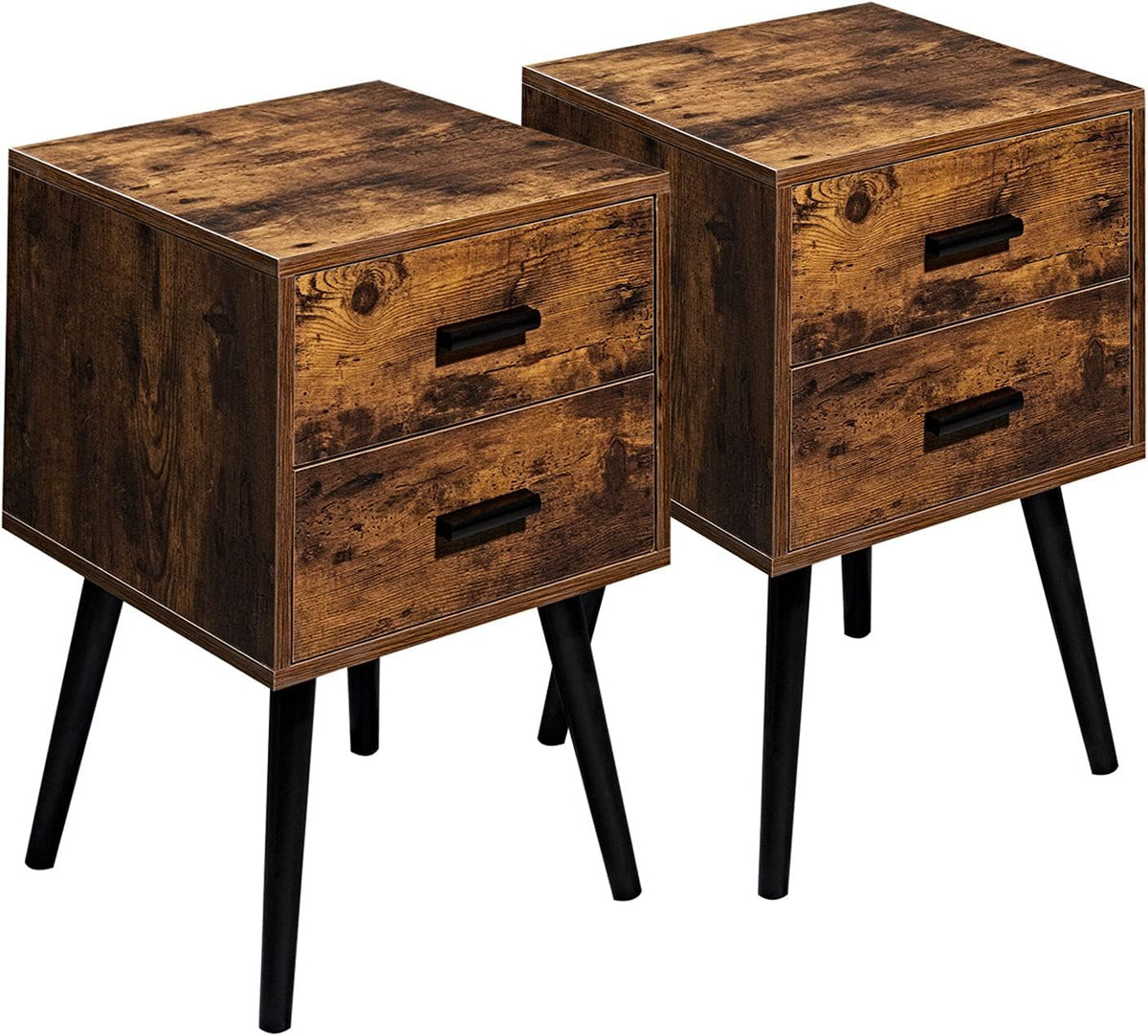 Wooden Night Stand with 2 Drawers Storage Cabinet Q361