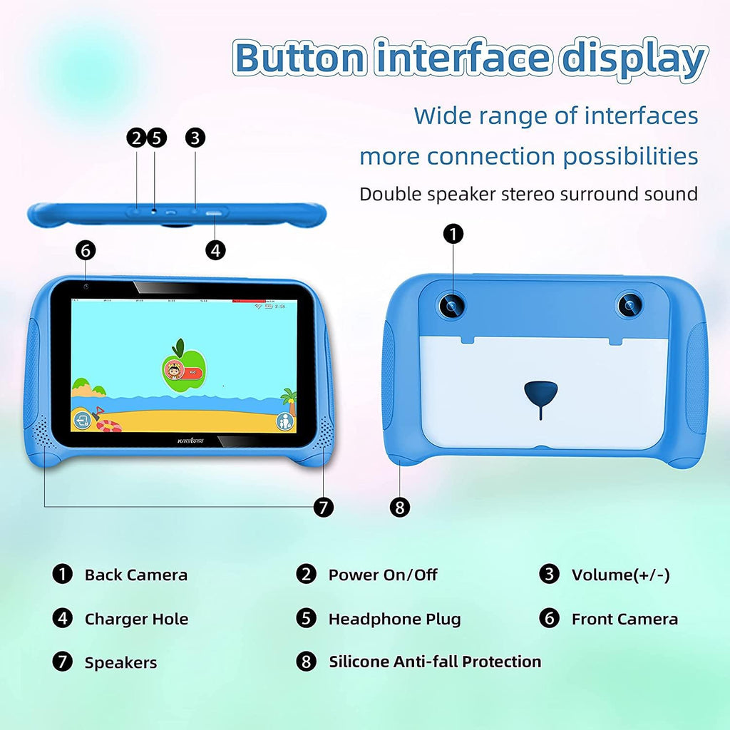7 inch Kids Tablet Android 11 32GB 2GB RAM Blue Pack of 2 A9787