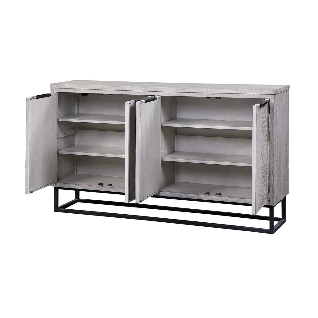 White Wood Four Door Media Credenza P42699