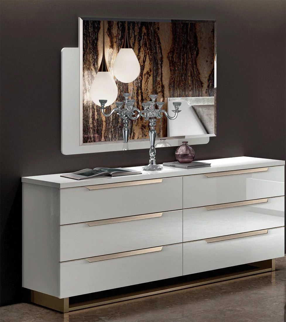 Glossy White 6 Drawer Double Dresser F583051
