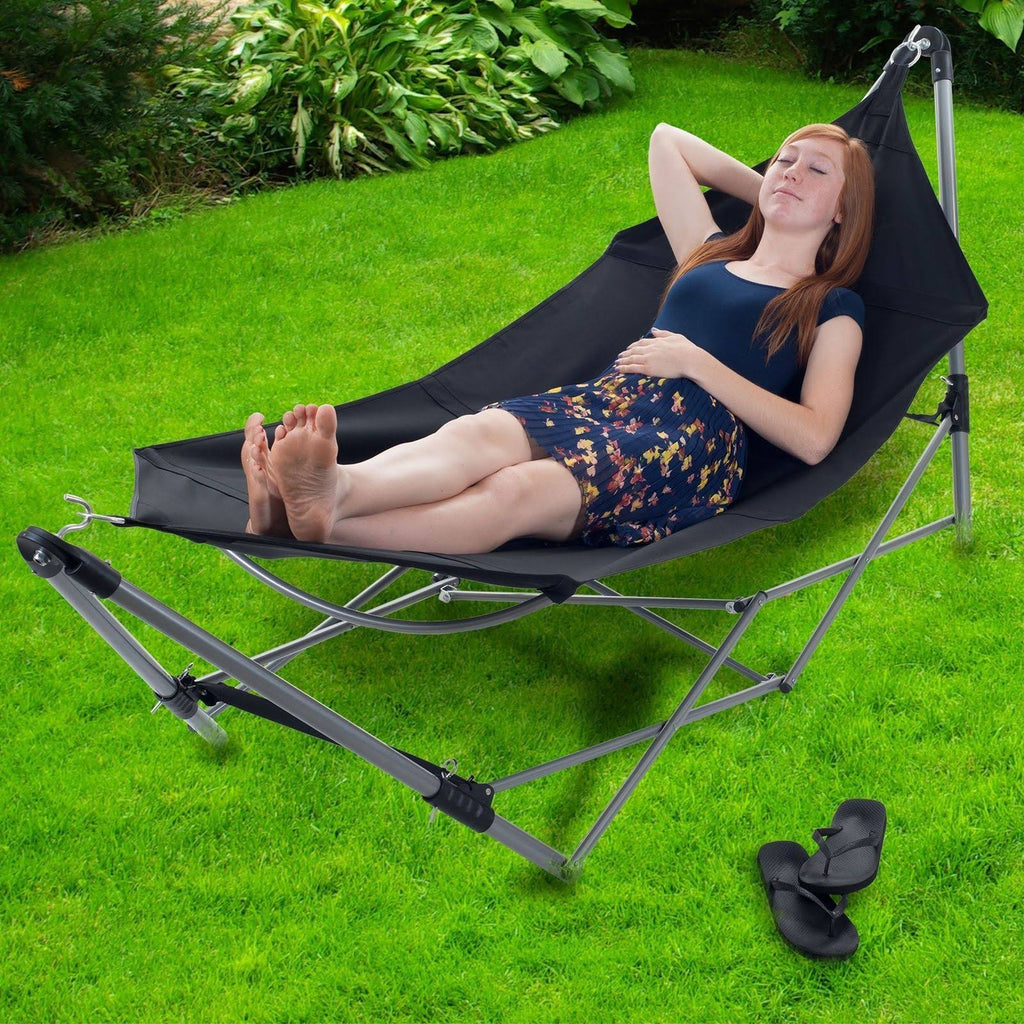 Portable Hammock with Frame Stand and Carrying Bag A4660
