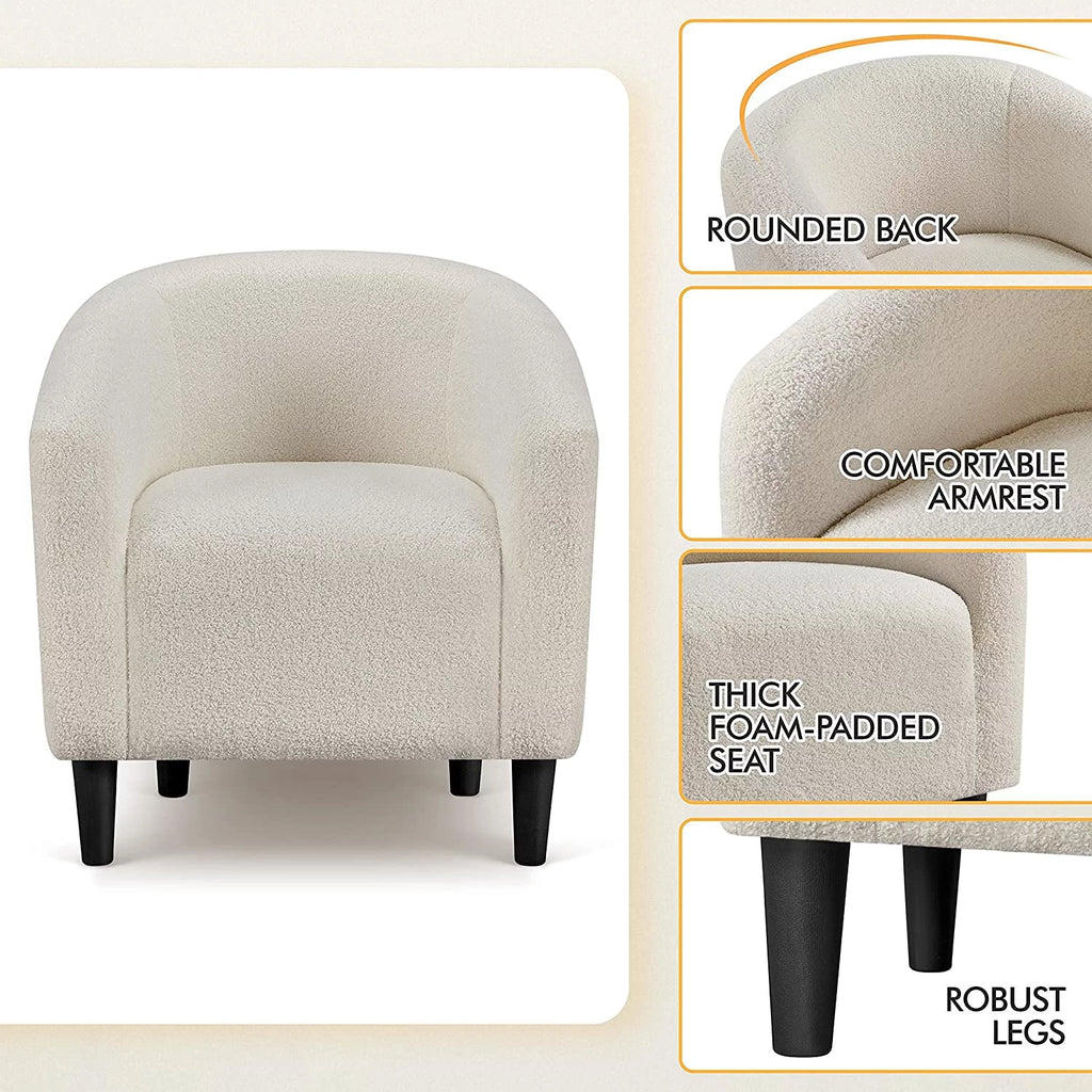 Ivory Faux Fur Barrel Chair N355