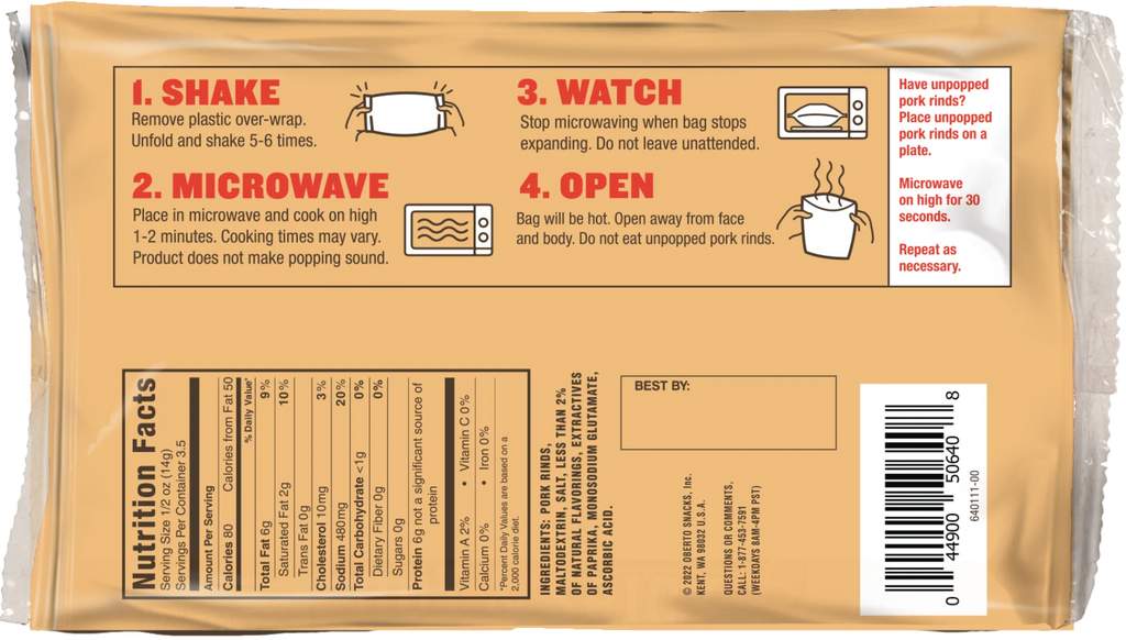 Hot & Spicy Microwave Pork Rinds 18-Pack V898