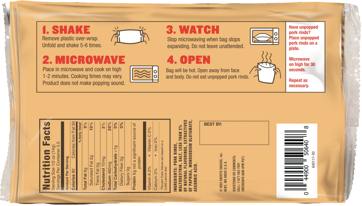 Hot & Spicy Microwave Pork Rinds 18-Pack V898