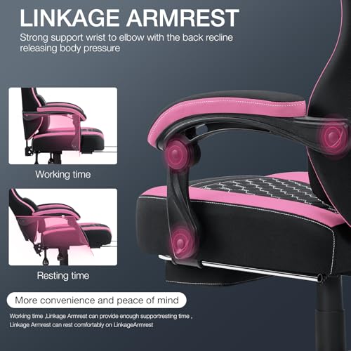 Fabric Gaming Chair with Footrest and Lumbar Support Green and White G871921
