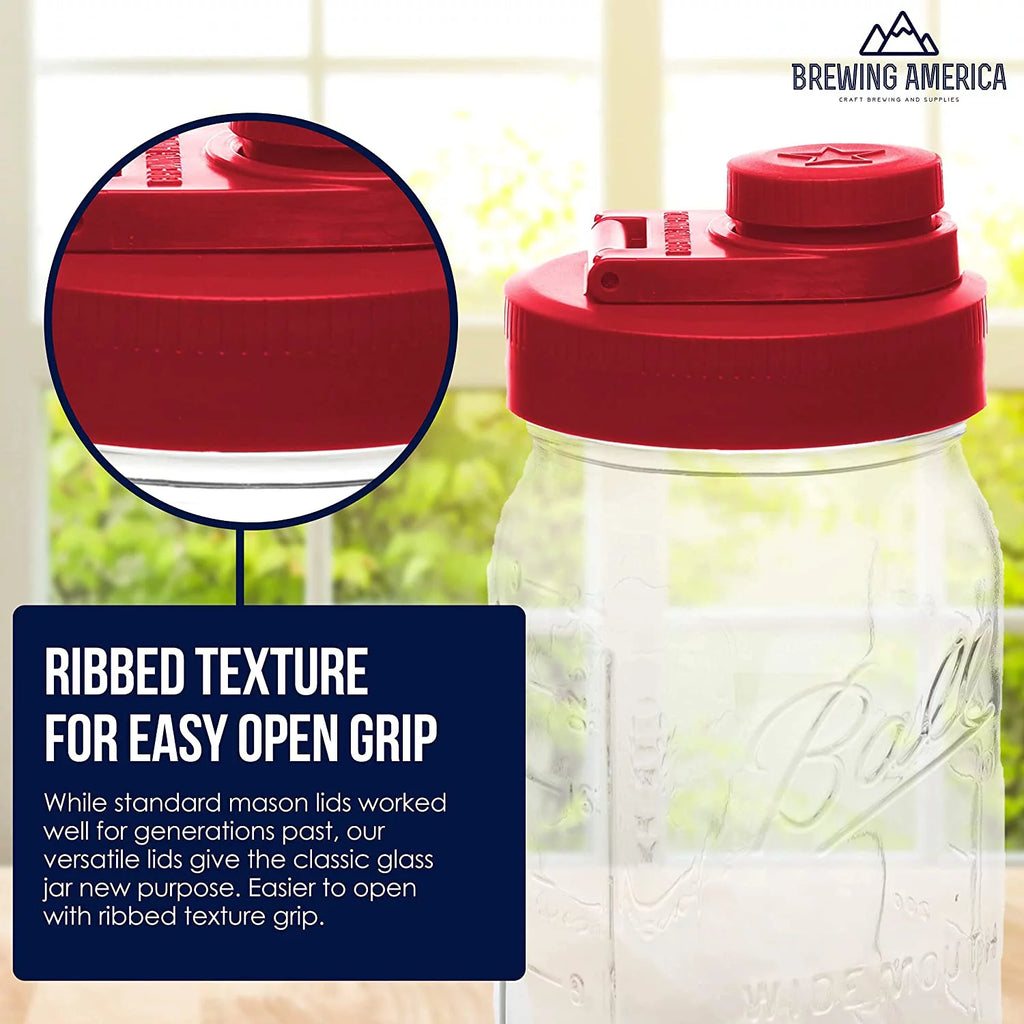 Glass Mason Jar Pitcher with Lid, 1 Quart Wide Mouth, 2-Pack O210