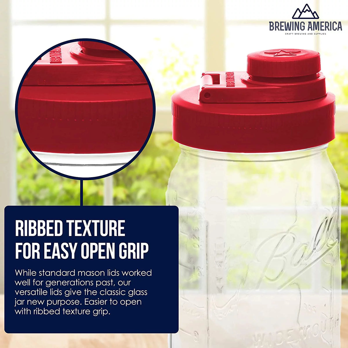 Glass Mason Jar Pitcher with Lid, 1 Quart Wide Mouth, 2-Pack O210