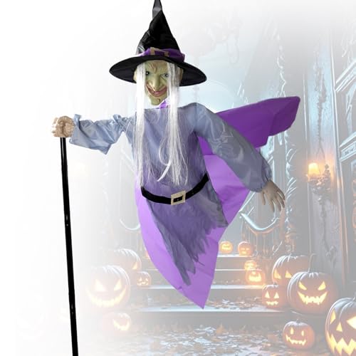 Animated Hovering Witch Halloween Prop with Sound & Touch Sensor X5568