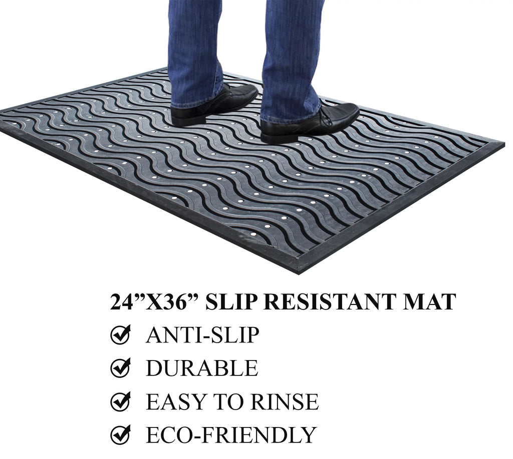 100% Rubber Clean Step Scraper Doormat W616821