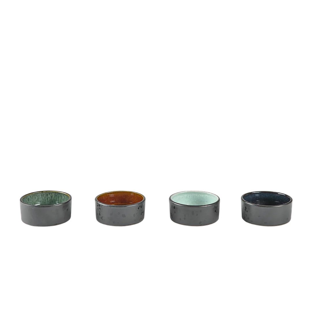 Stoneware Mini Bowl 7.5 cm 4 Pcs Black D63657