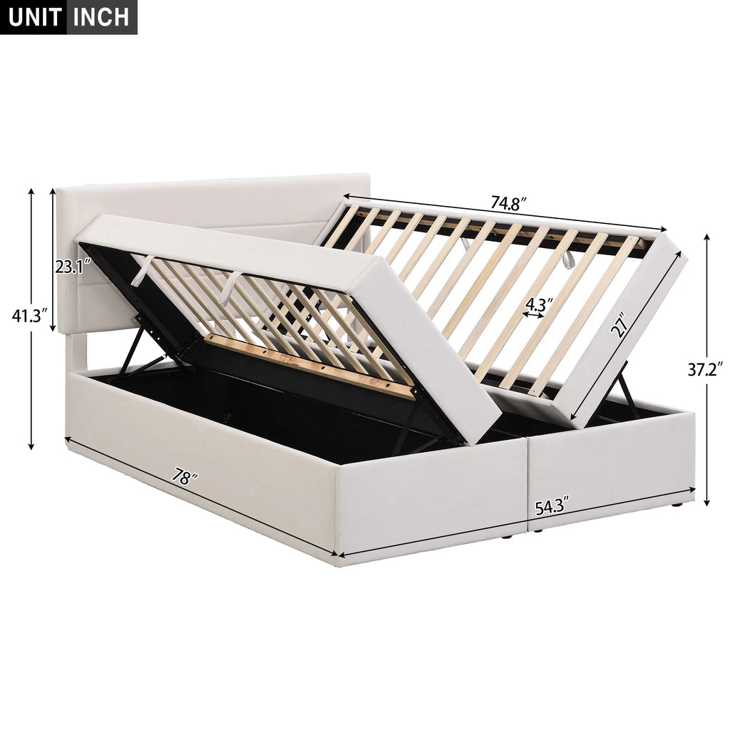 Full Size Lift-up Upholstery Platform Bed with Storage S44035