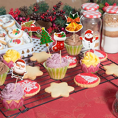 100 Pcs Christmas Cupcake Toppers Q912786
