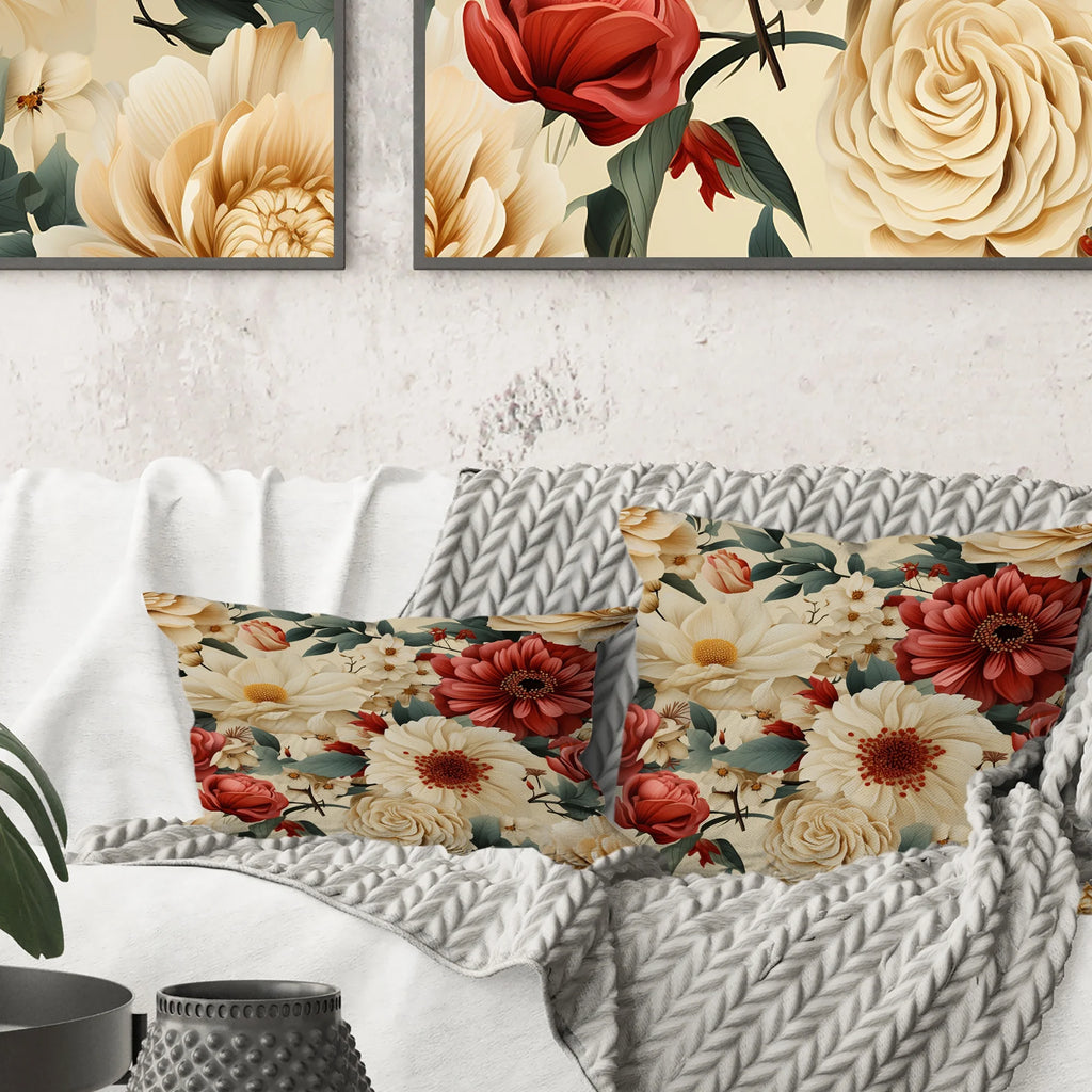 Floral Printed Throw Pillow Q135237