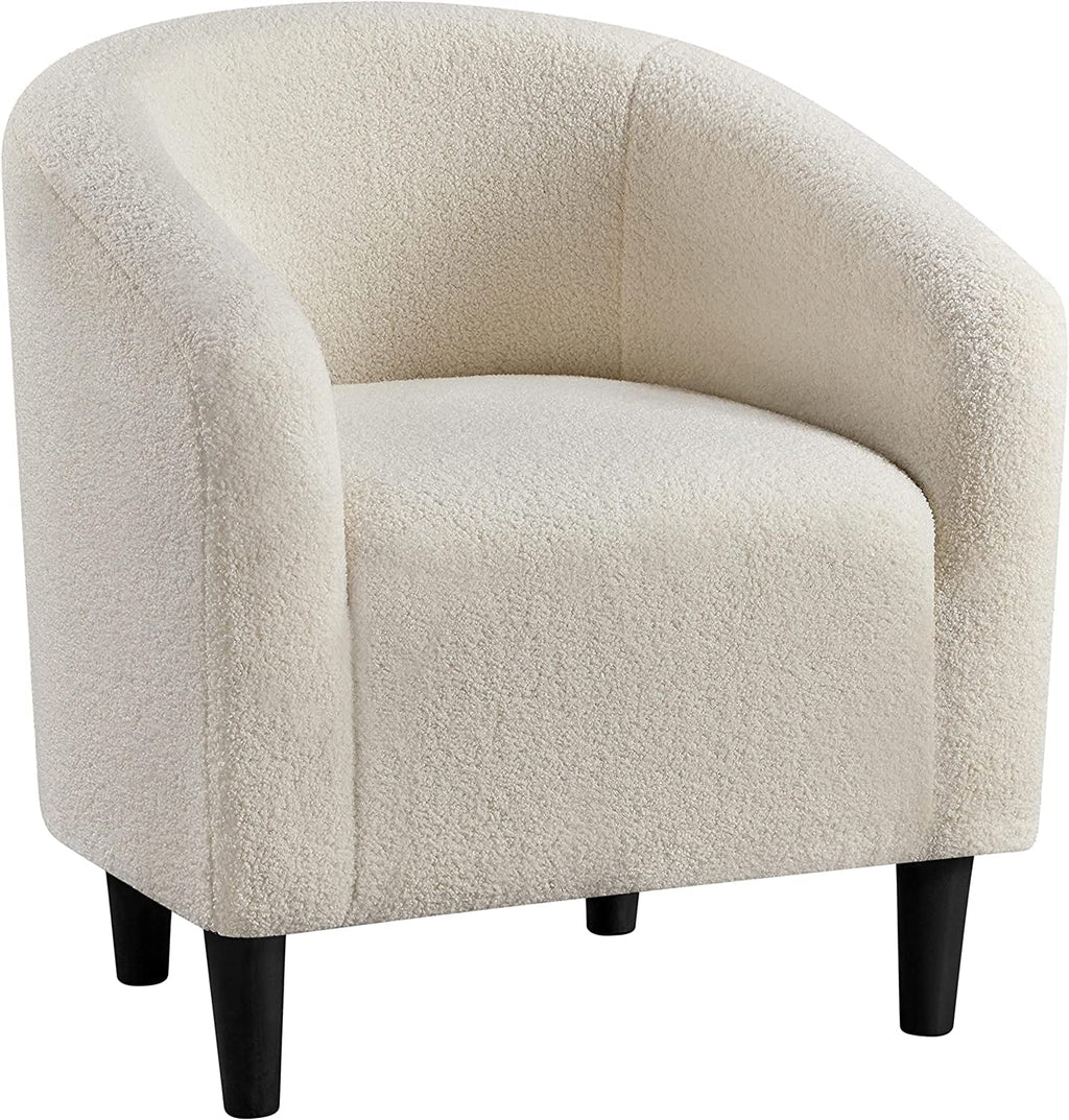 Ivory Faux Fur Barrel Chair N355