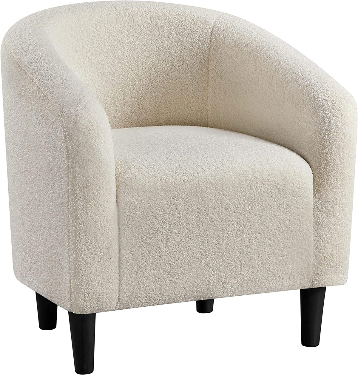 Ivory Faux Fur Barrel Chair N355