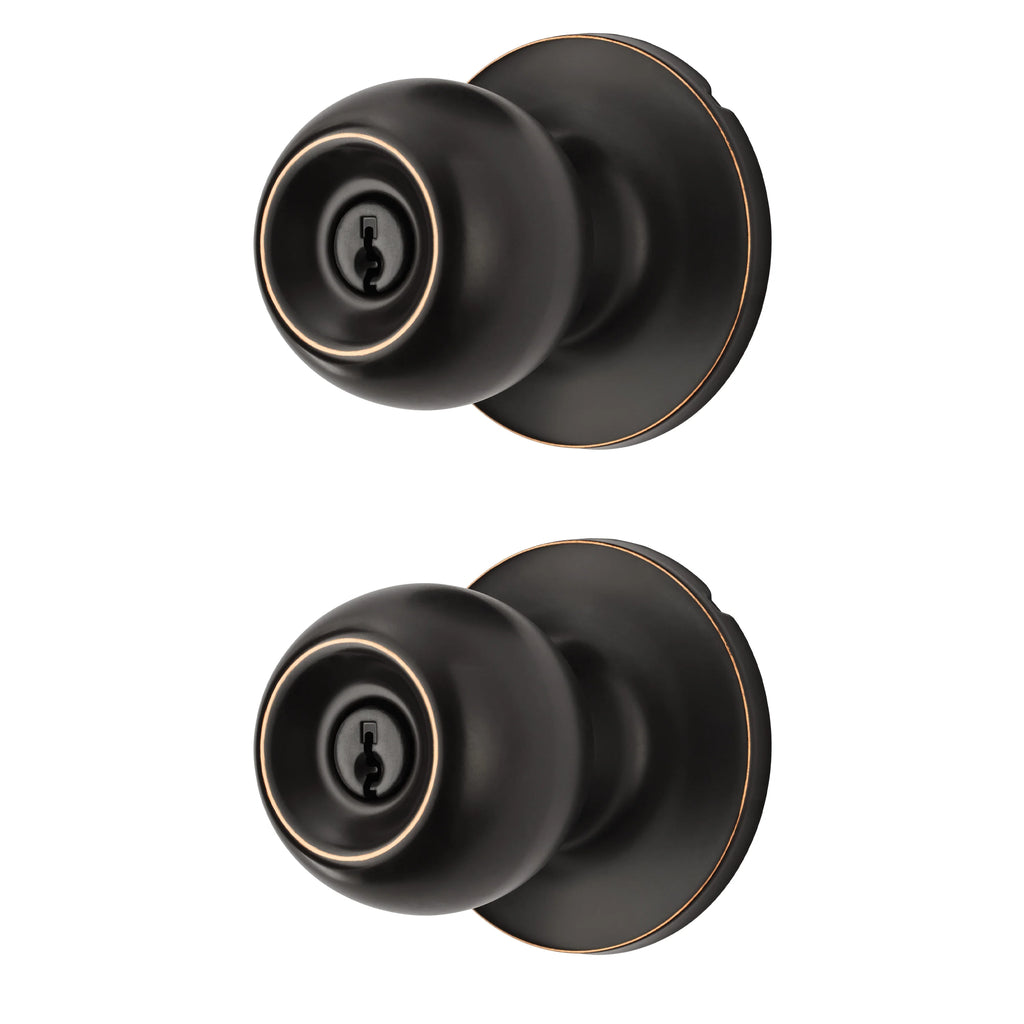 Oil-Rubbed Bronze Ball Locking Doorknobs Twin Pack R318